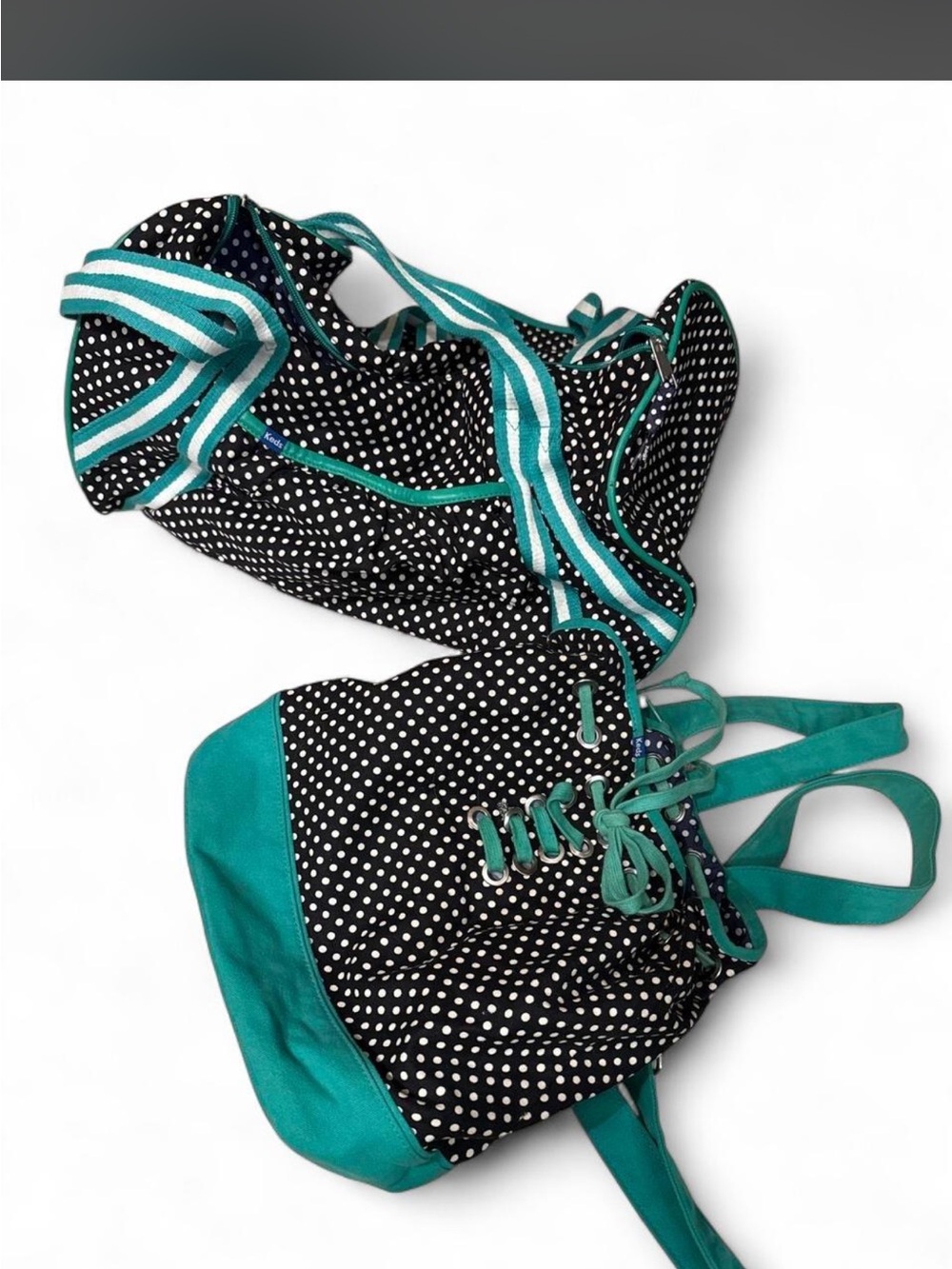 Keds travel set in Black Polka Dot with Teal Trim